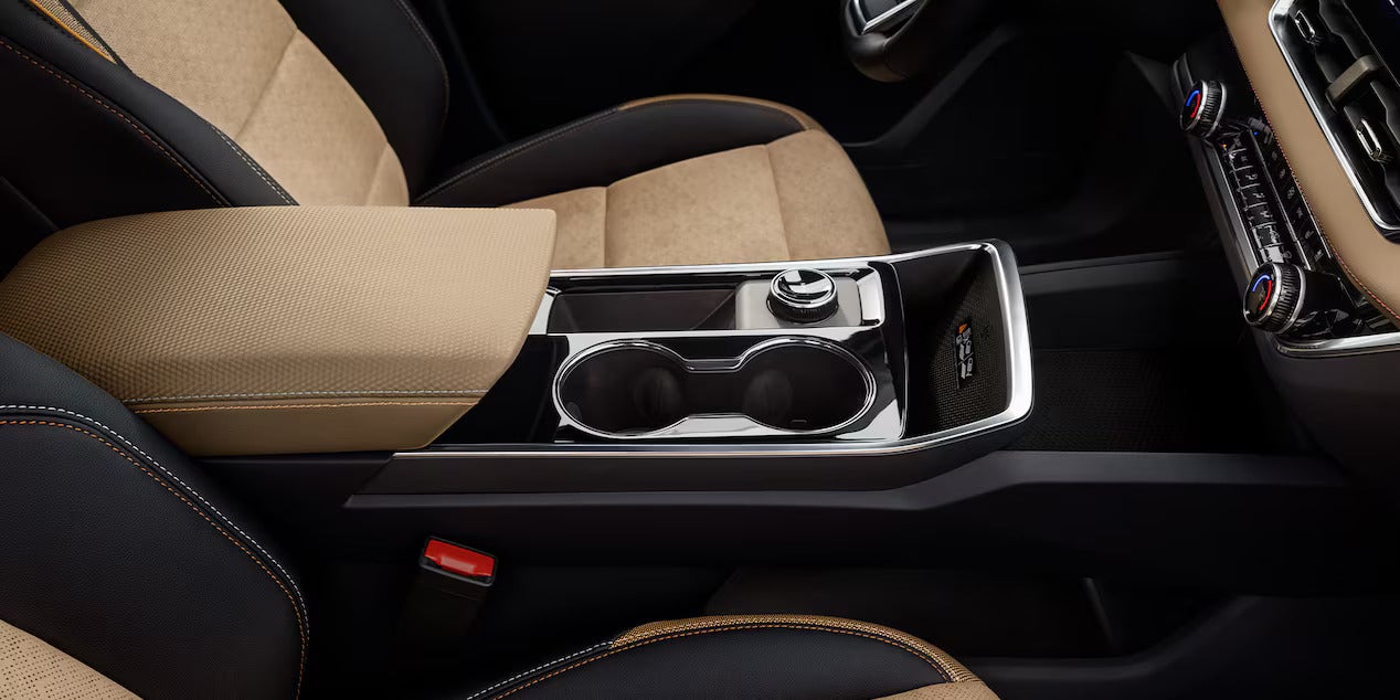 the center console area of a new suv