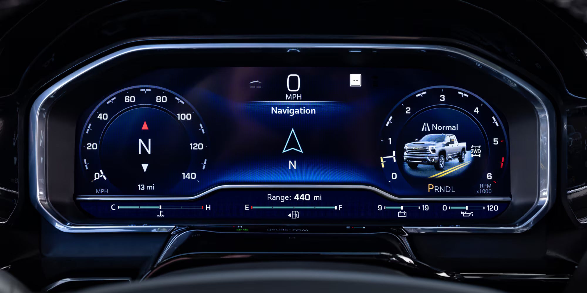 the digital display of a 2025 silverado hd